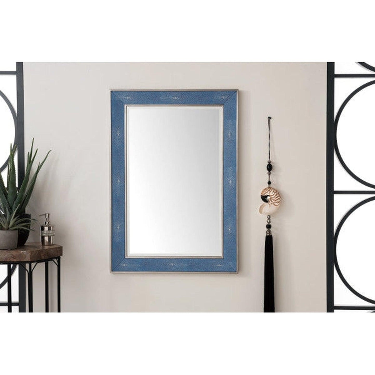 James Martin Element 28" x 40" Silver With Delft Blue Rectangular Mirror