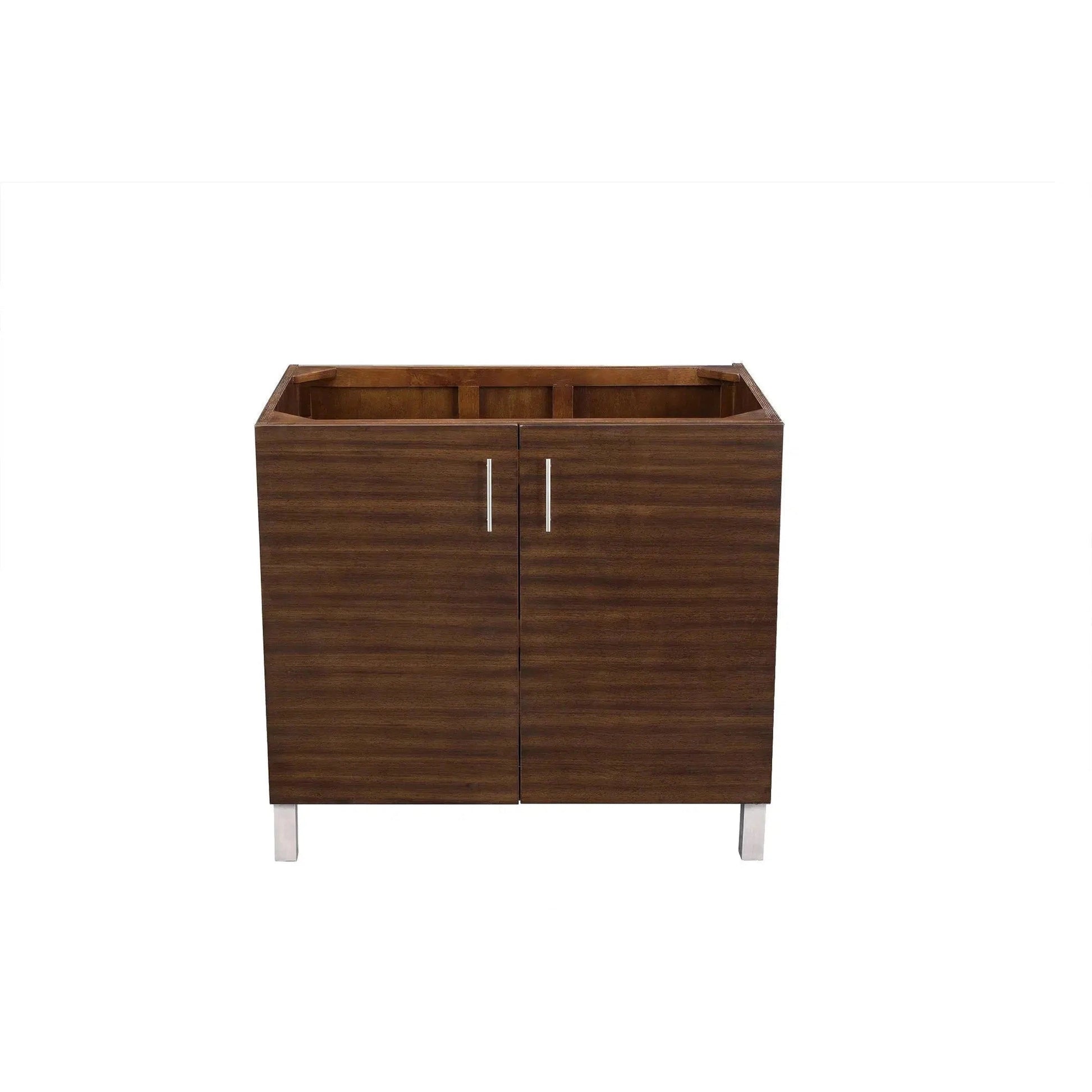 James Martin Metropolitan 36" Single American Walnut Bathroom Vanity With 1" Arctic Fall Solid Surface Top and Rectangular Ceramic Sink