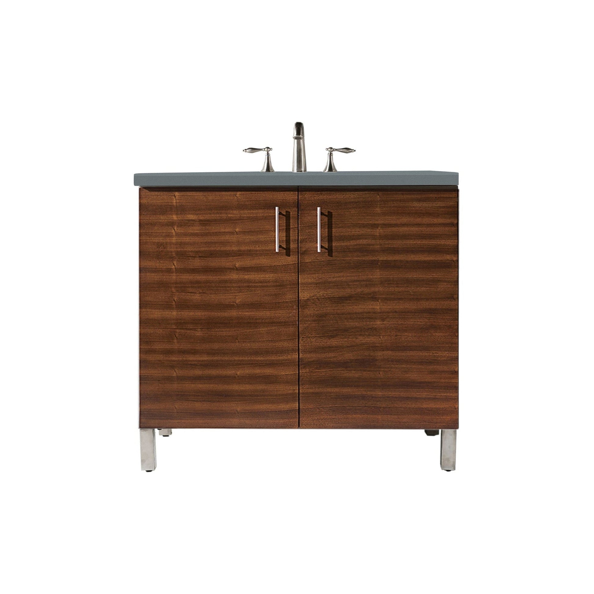 James Martin Metropolitan 36" Single American Walnut Bathroom Vanity With 1" Cala Blue Quartz Top and Rectangular Ceramic Sink