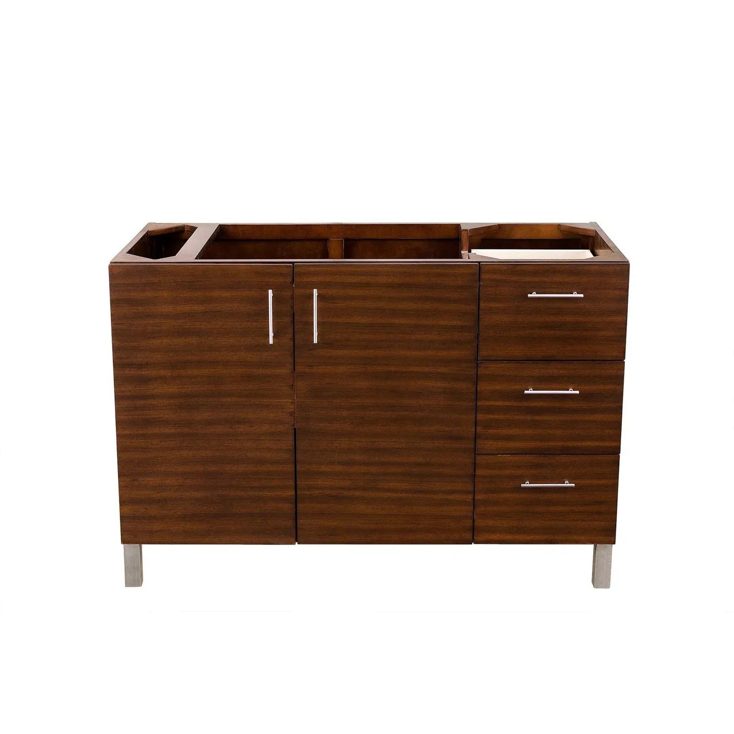 James Martin Metropolitan 48" Single American Walnut Bathroom Vanity With 1" Arctic Fall Solid Surface Top and Rectangular Ceramic Sink