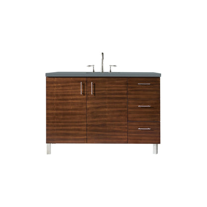 James Martin Metropolitan 48" Single American Walnut Bathroom Vanity With 1" Cala Blue Quartz Top and Rectangular Ceramic Sink