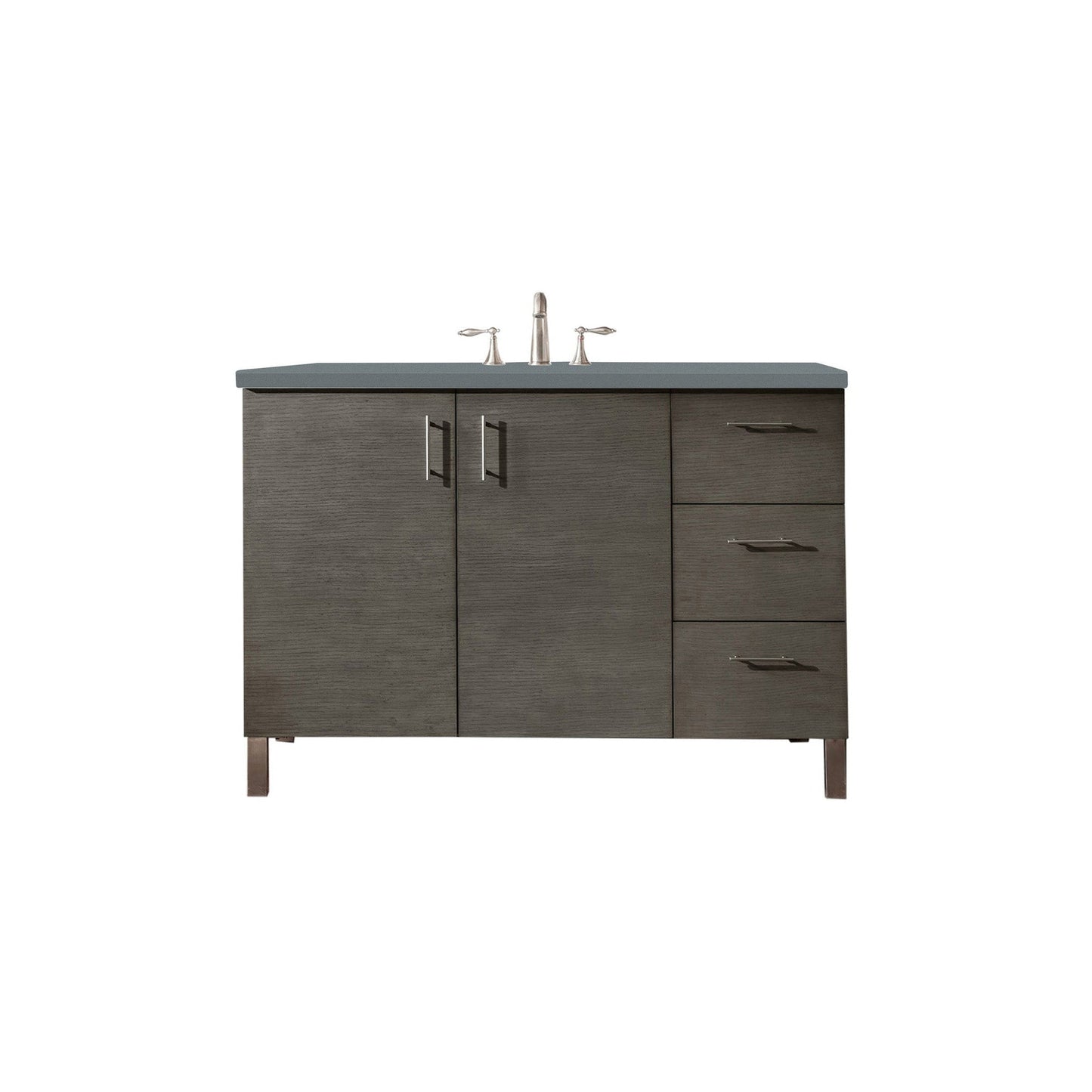 James Martin Metropolitan 48" Single Silver Oak Bathroom Vanity With 1" Cala Blue Quartz Top and Rectangular Ceramic Sink