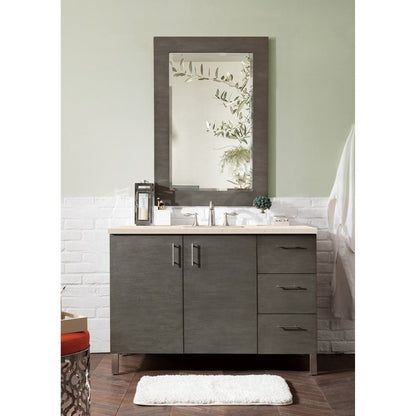 James Martin Metropolitan 48" Single Silver Oak Bathroom Vanity With 1" Eternal Marfil Quartz Top and Rectangular Ceramic Sink