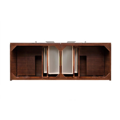 James Martin Metropolitan 60" Double American Walnut Bathroom Vanity With 1" Arctic Fall Solid Surface Top and Rectangular Ceramic Sink