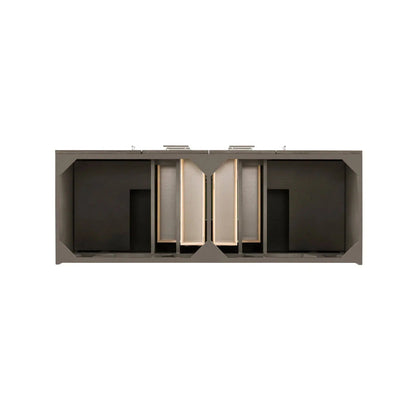 James Martin Metropolitan 60" Double Silver Oak Bathroom Vanity With 1" Eternal Serena Quartz Top and Rectangular Ceramic Sink