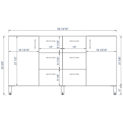 James Martin Metropolitan 60" Double Silver Oak Bathroom Vanity With 1" Gray Expo Quartz Top and Rectangular Ceramic Sink