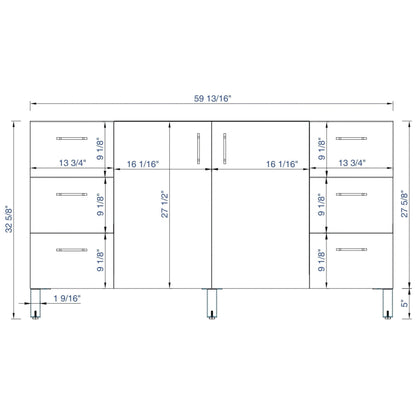 James Martin Metropolitan 60" Single American Walnut Bathroom Vanity With 1" Arctic Fall Solid Surface Top and Rectangular Ceramic Sink