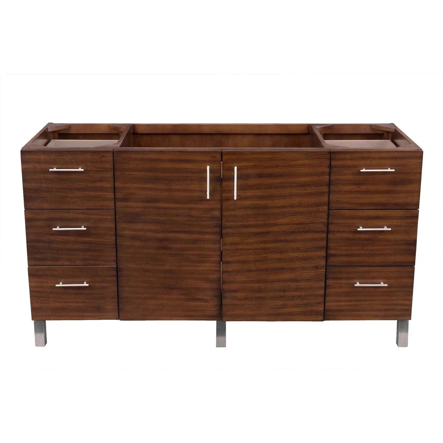 James Martin Metropolitan 60" Single American Walnut Bathroom Vanity With 1" Cala Blue Quartz Top and Rectangular Ceramic Sink