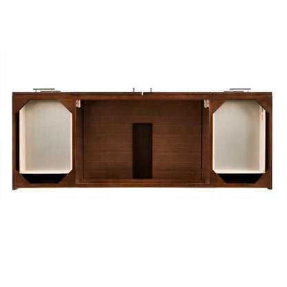 James Martin Metropolitan 60" Single American Walnut Bathroom Vanity With 1" Cala Blue Quartz Top and Rectangular Ceramic Sink