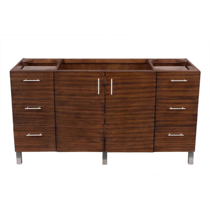 James Martin Metropolitan 60" Single American Walnut Bathroom Vanity With 1" Classic White Quartz Top and Rectangular Ceramic Sink