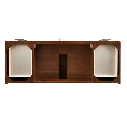 James Martin Metropolitan 60" Single American Walnut Bathroom Vanity With 1" Eternal Jasmine Pearl Quartz Top and Rectangular Ceramic Sink