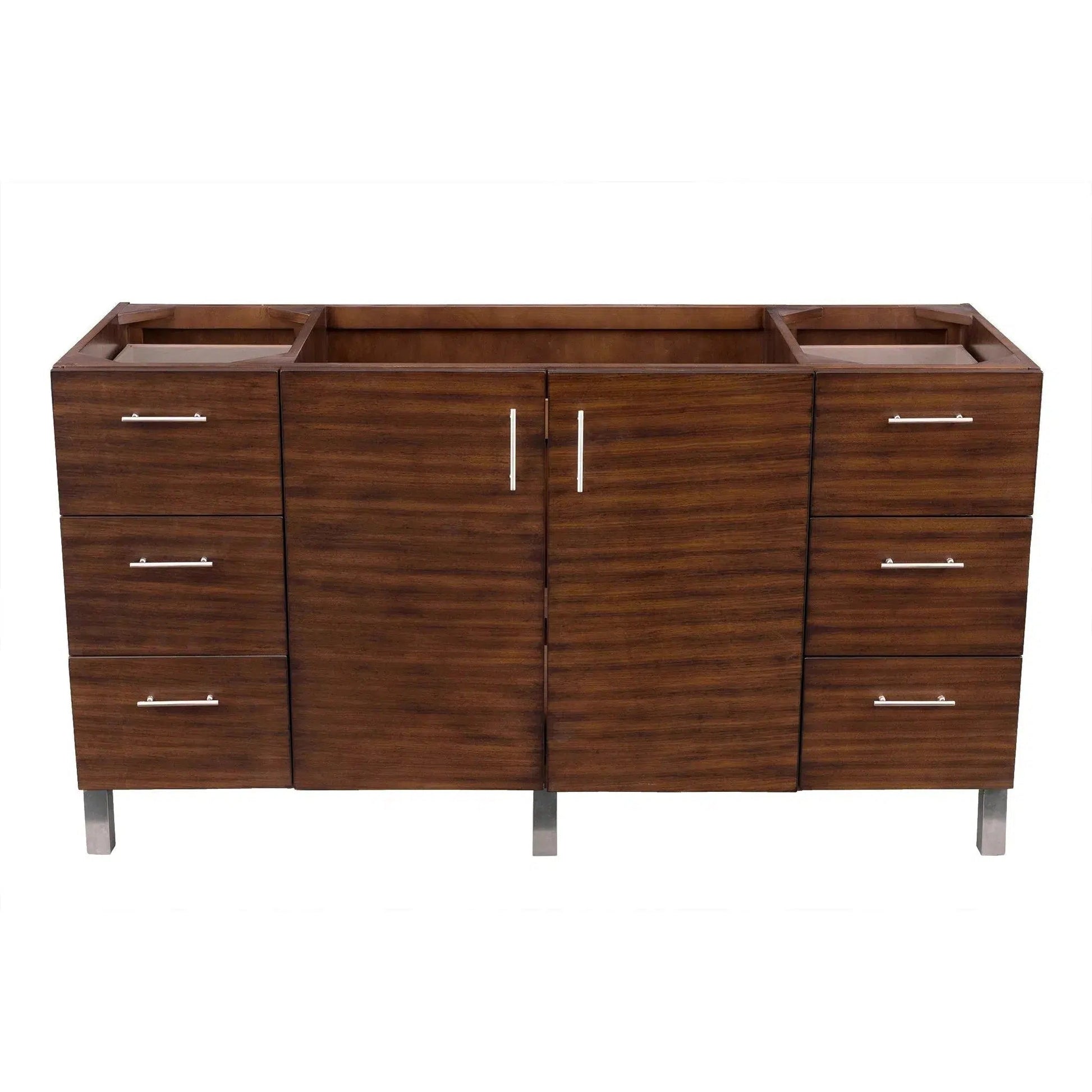 James Martin Metropolitan 60" Single American Walnut Bathroom Vanity With 1" Eternal Marfil Quartz Top and Rectangular Ceramic Sink