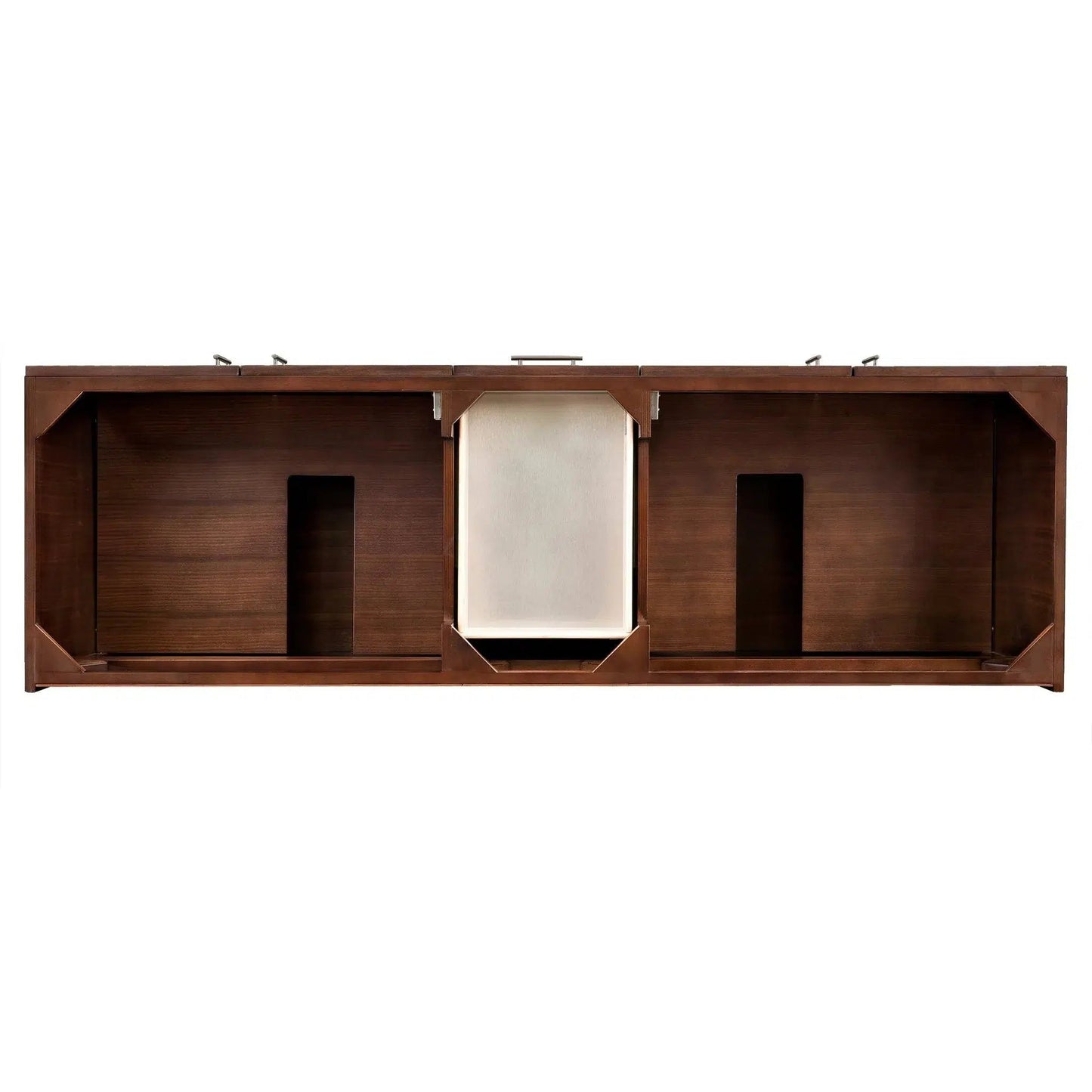 James Martin Metropolitan 72" Double American Walnut Bathroom Vanity With 1" Arctic Fall Solid Surface Top and Rectangular Ceramic Sink