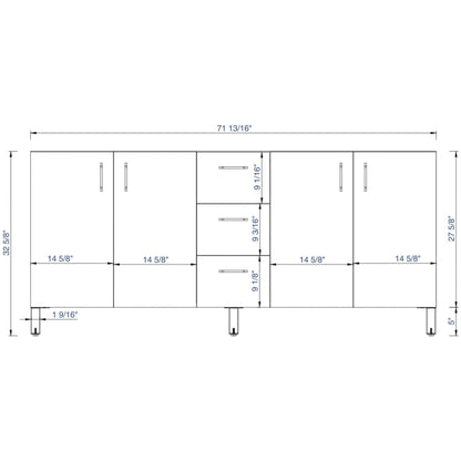 James Martin Metropolitan 72" Double Silver Oak Bathroom Vanity With 1" Eternal Serena Quartz Top and Rectangular Ceramic Sink