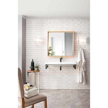 James Martin Milan 35" x 35" Natural Ash Square Cube Mirror