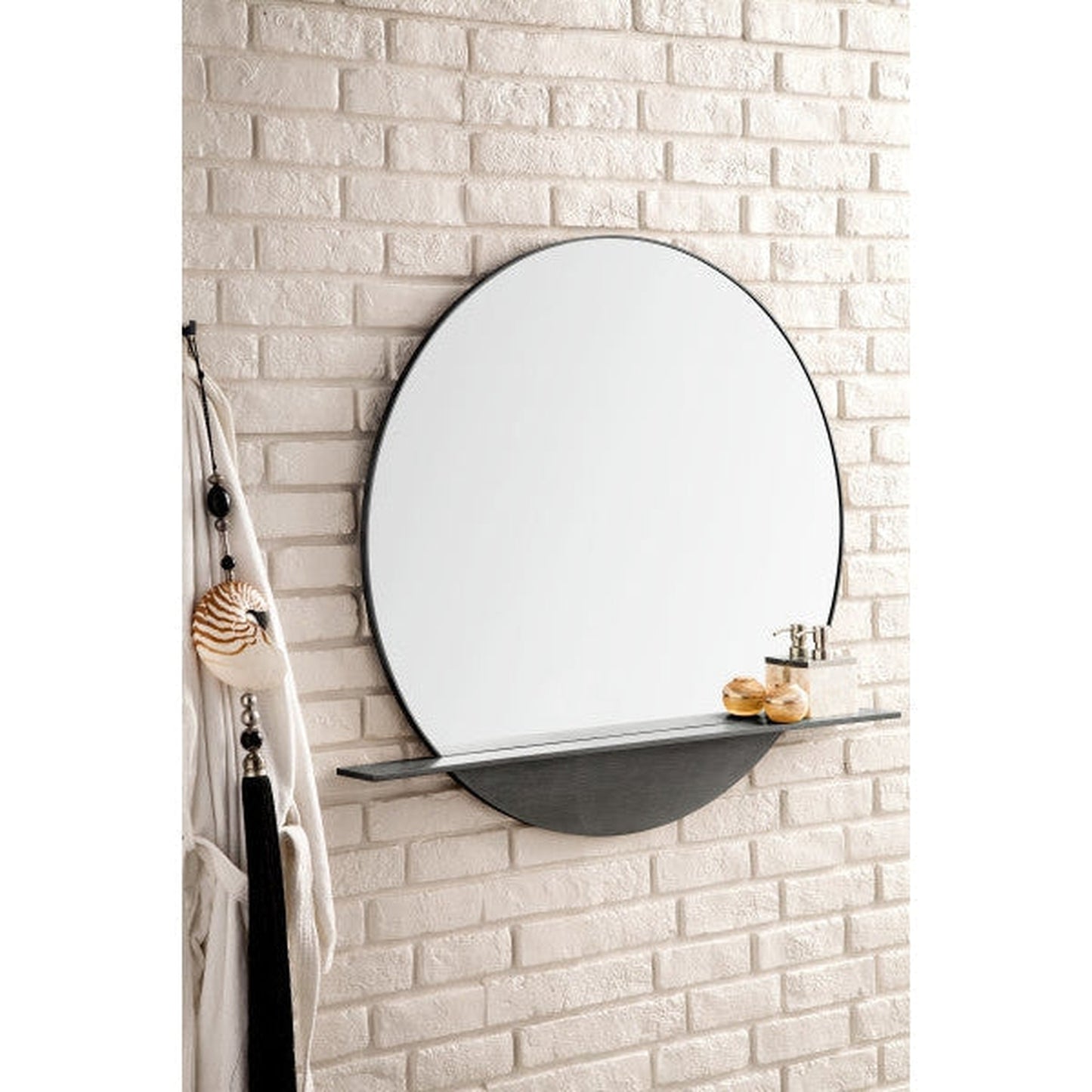 James Martin Platform 39" x 36" Modern Iron Round Mirror