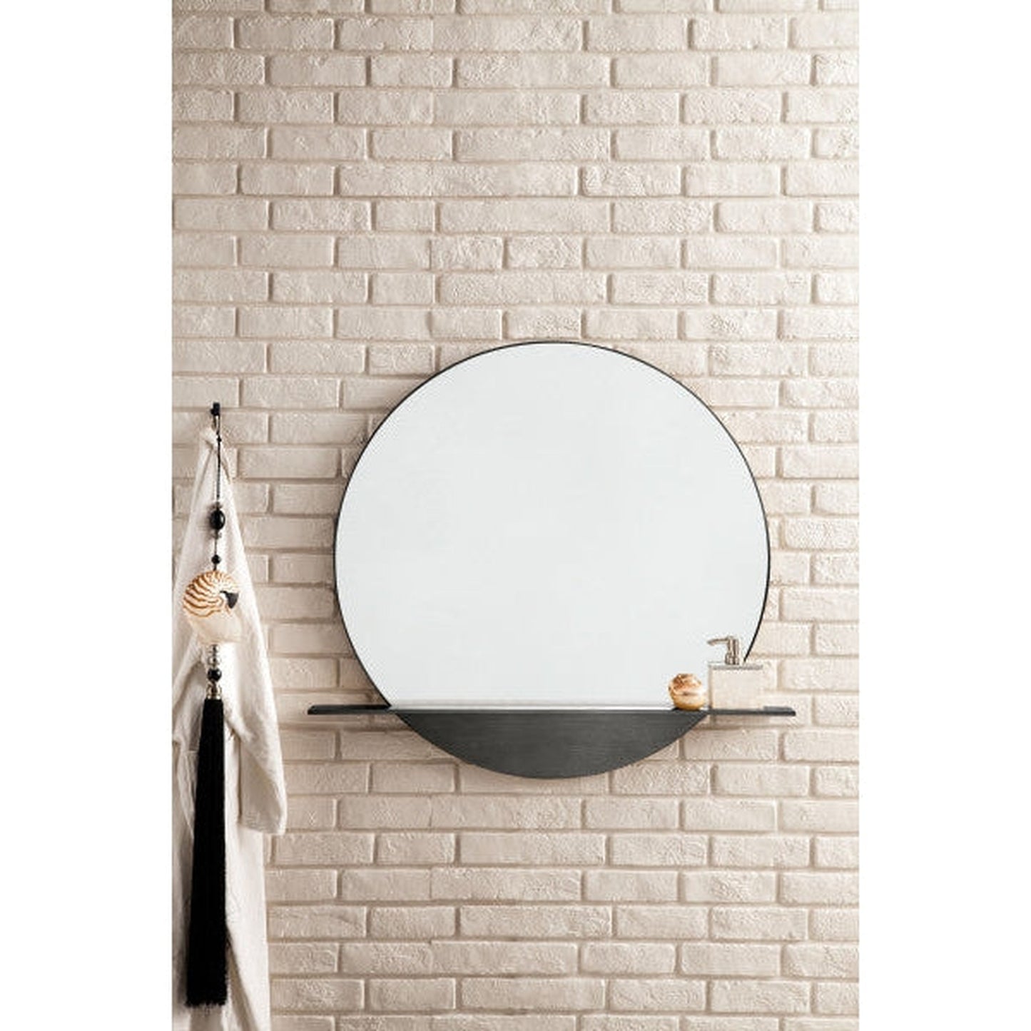 James Martin Platform 39" x 36" Modern Iron Round Mirror