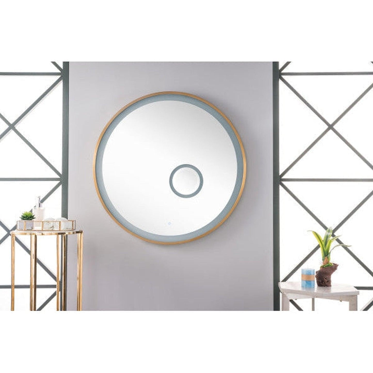 James Martin Radiance 36" x 36" Brushed Gold Round Mirror