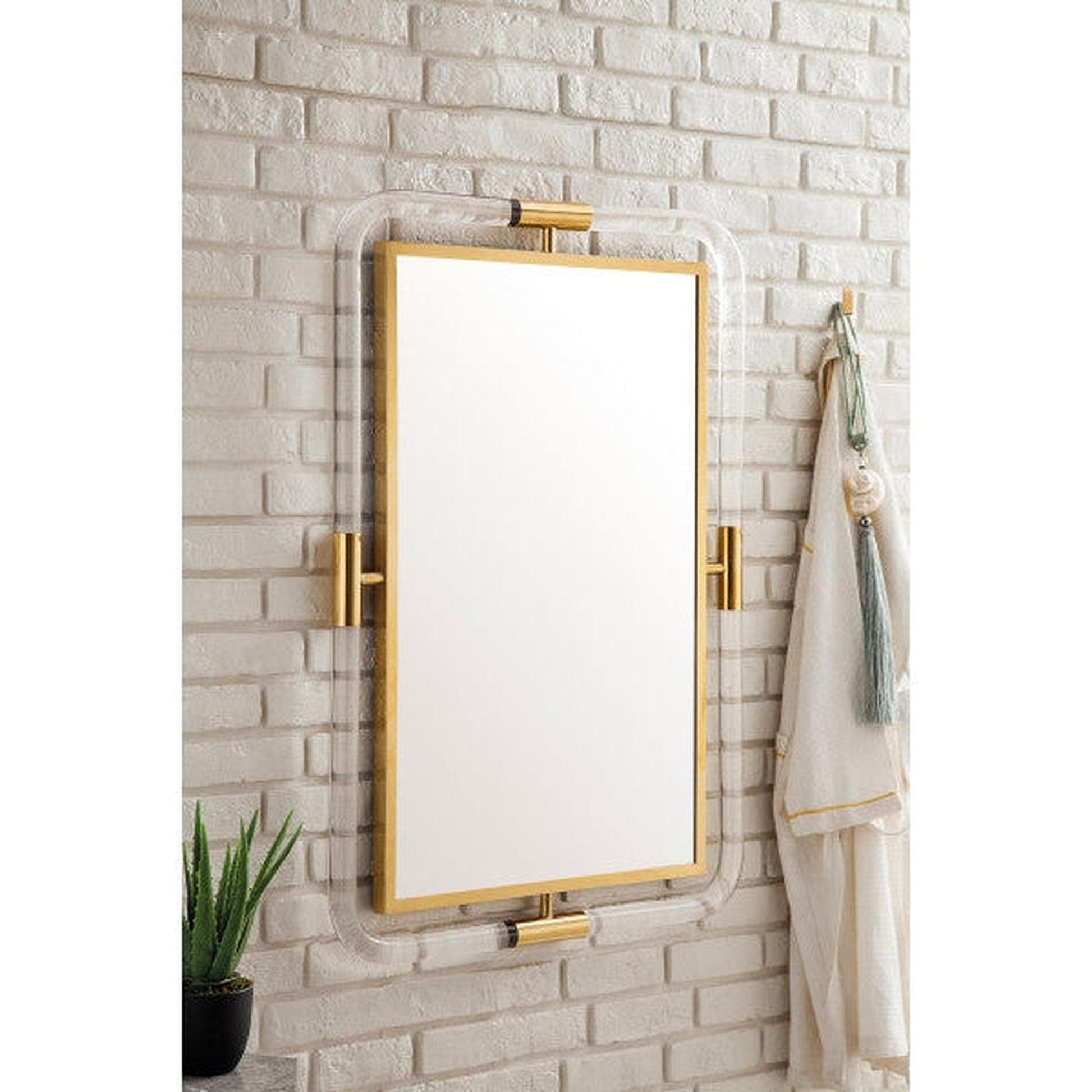 James Martin South Beach 30" x 44" Polished Gold and Lucite Rectangular Mirror