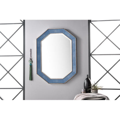 James Martin Tangent 30" x 41" Silver With Delft Blue Hexagonal Mirror