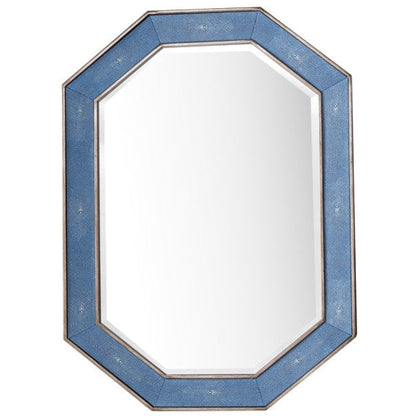 James Martin Tangent 30" x 41" Silver With Delft Blue Hexagonal Mirror