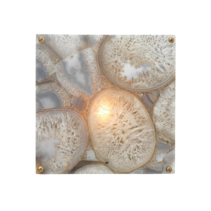 Jamie Young Adeline 9" 1-Light Square Agate Resin and Antique Brass Wall Sconce