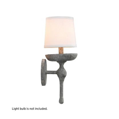 Jamie Young Concord 6" x 16" 1-Light Gray Plaster Wall Sconce With White Linen Tapered Shade