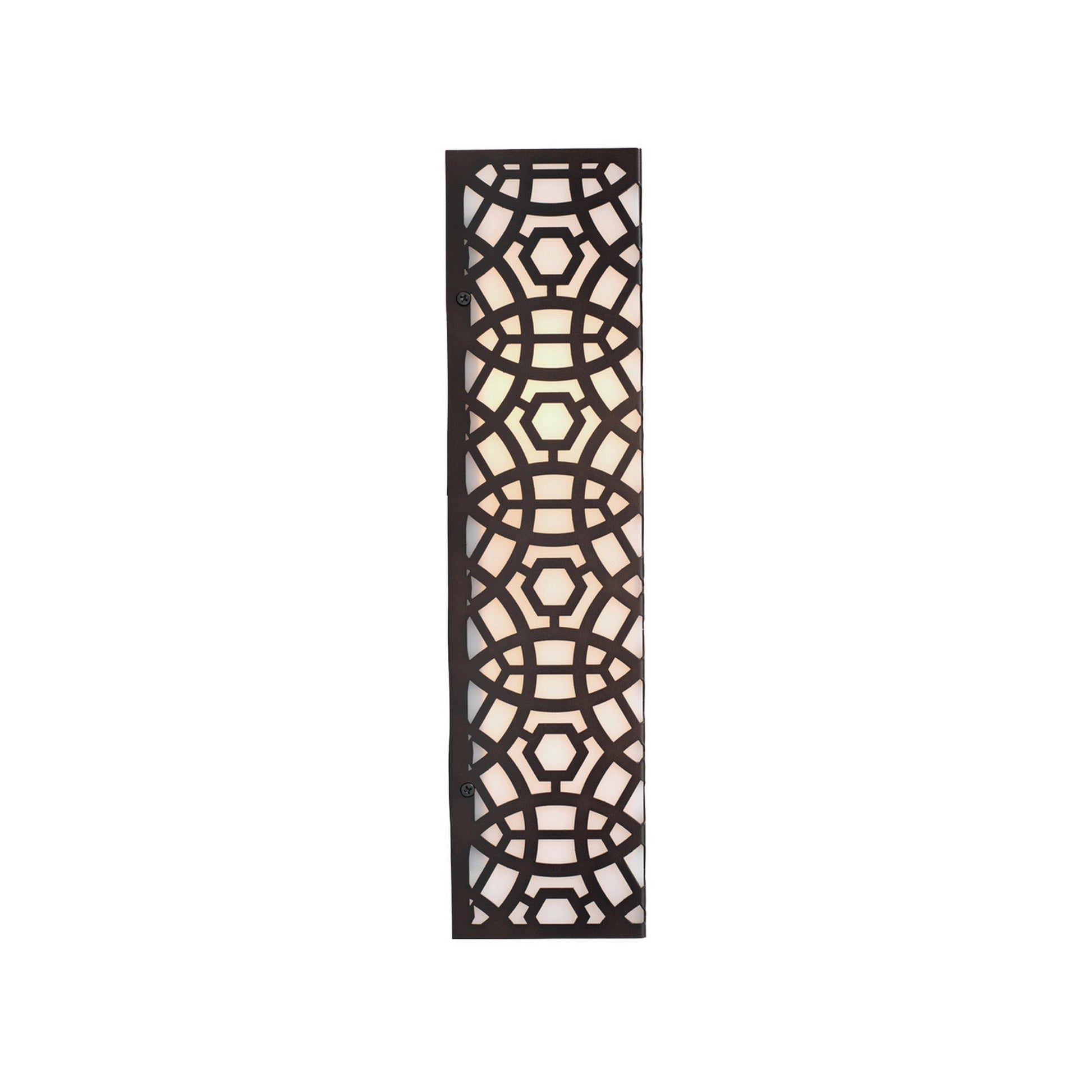 Jamie Young Geo 8" X 16" 2-Light Oil Rubbed Bronze Laser-Cut Lattice Metal Wall Sconce With Milk Glass Diffuser