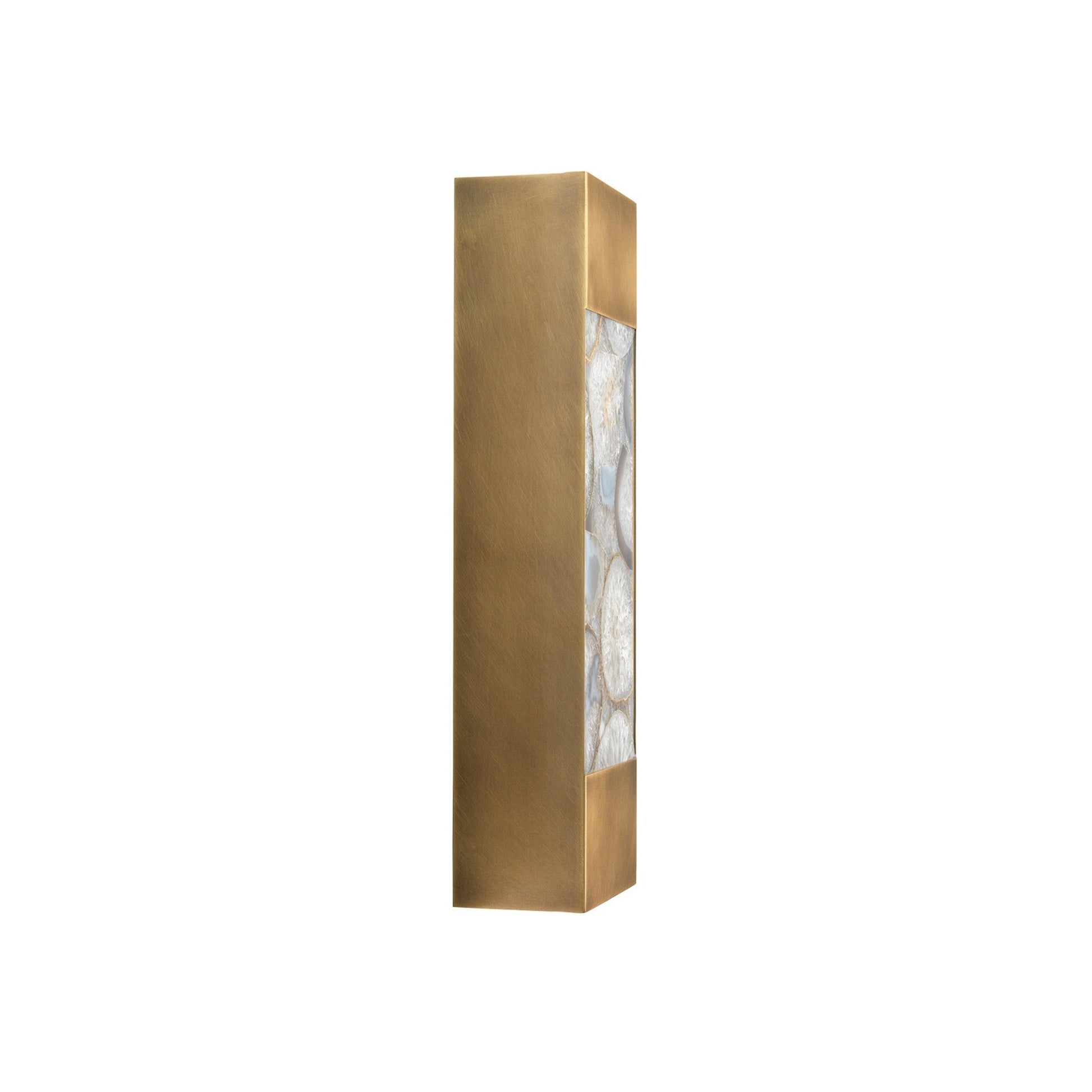 Jamie Young Leopold 6" x 19" 2-Light Rectangular Agate Resin and Antique Brass Wall Sconce