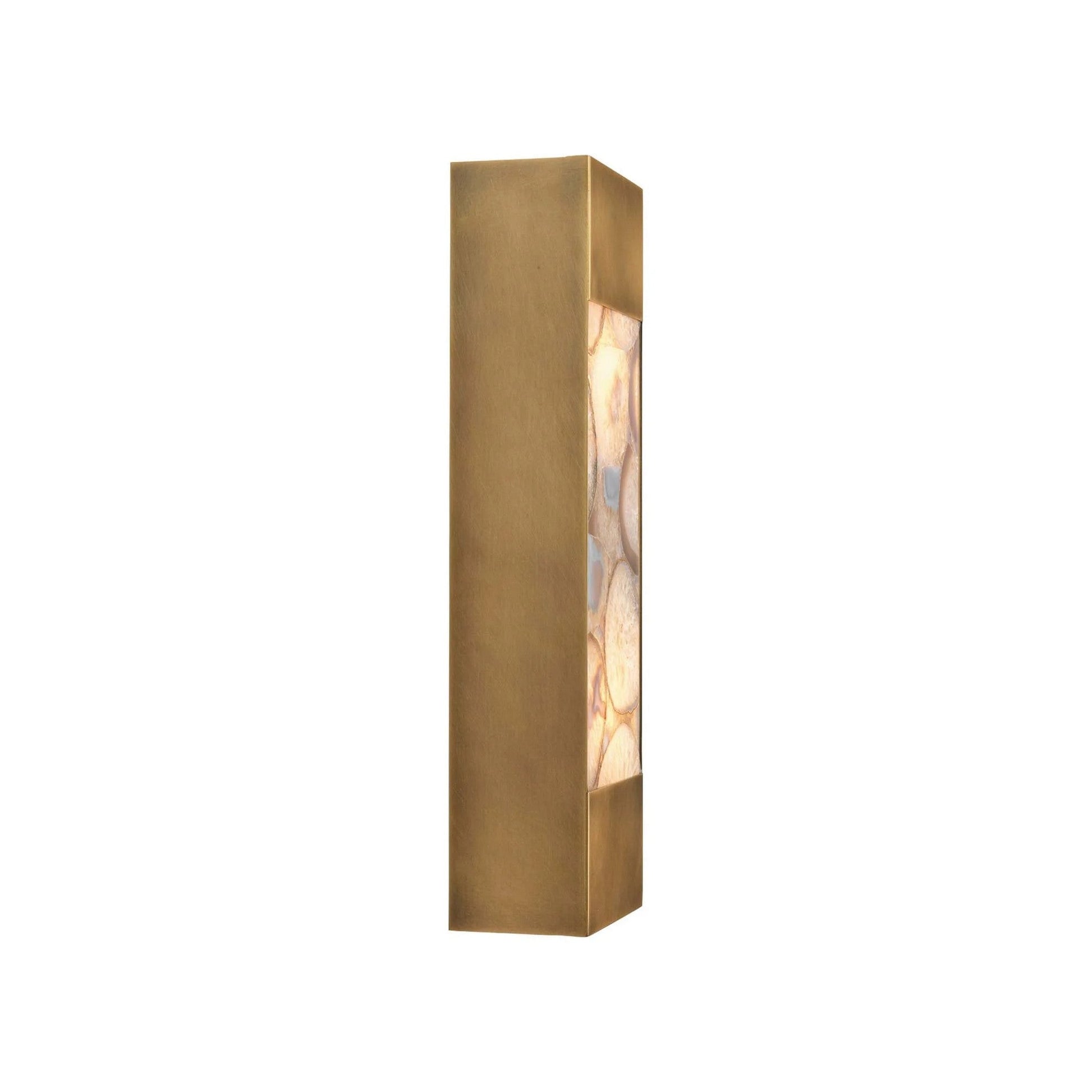 Jamie Young Leopold 6" x 19" 2-Light Rectangular Agate Resin and Antique Brass Wall Sconce