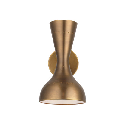 Jamie Young Pisa 6" x 11" 2-Light Antique Brass Metal Wall Sconce With Hourglass-Shaped Swivel Hood