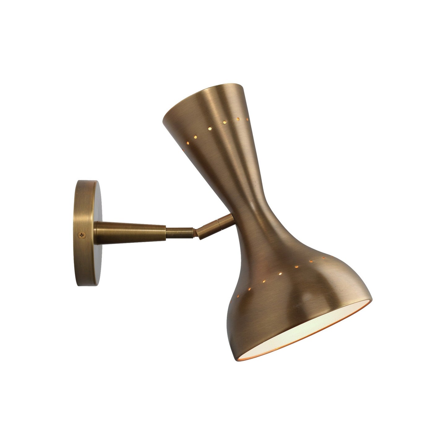 Jamie Young Pisa 6" x 11" 2-Light Antique Brass Metal Wall Sconce With Hourglass-Shaped Swivel Hood