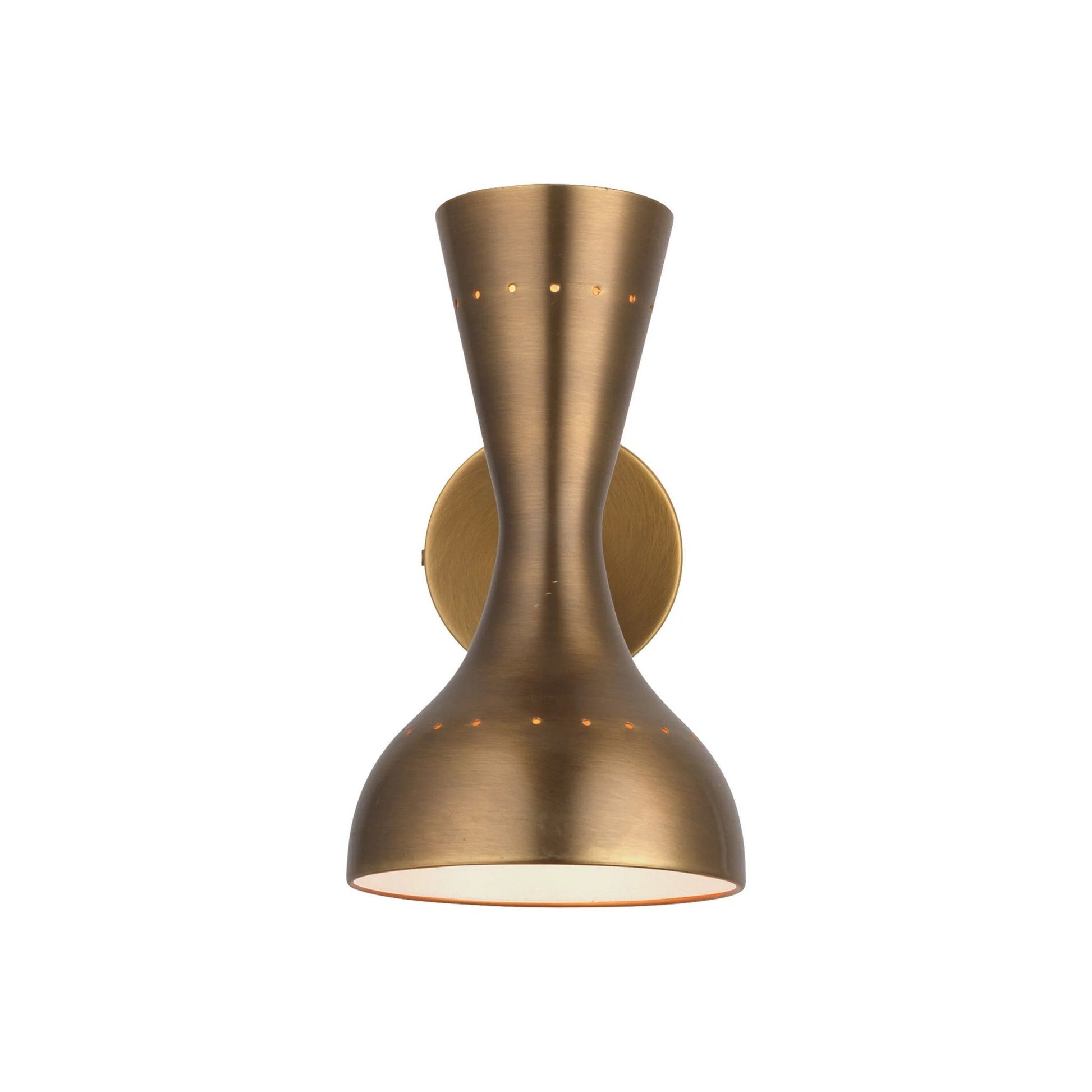 Jamie Young Pisa 6" x 11" 2-Light Antique Brass Metal Wall Sconce With Hourglass-Shaped Swivel Hood