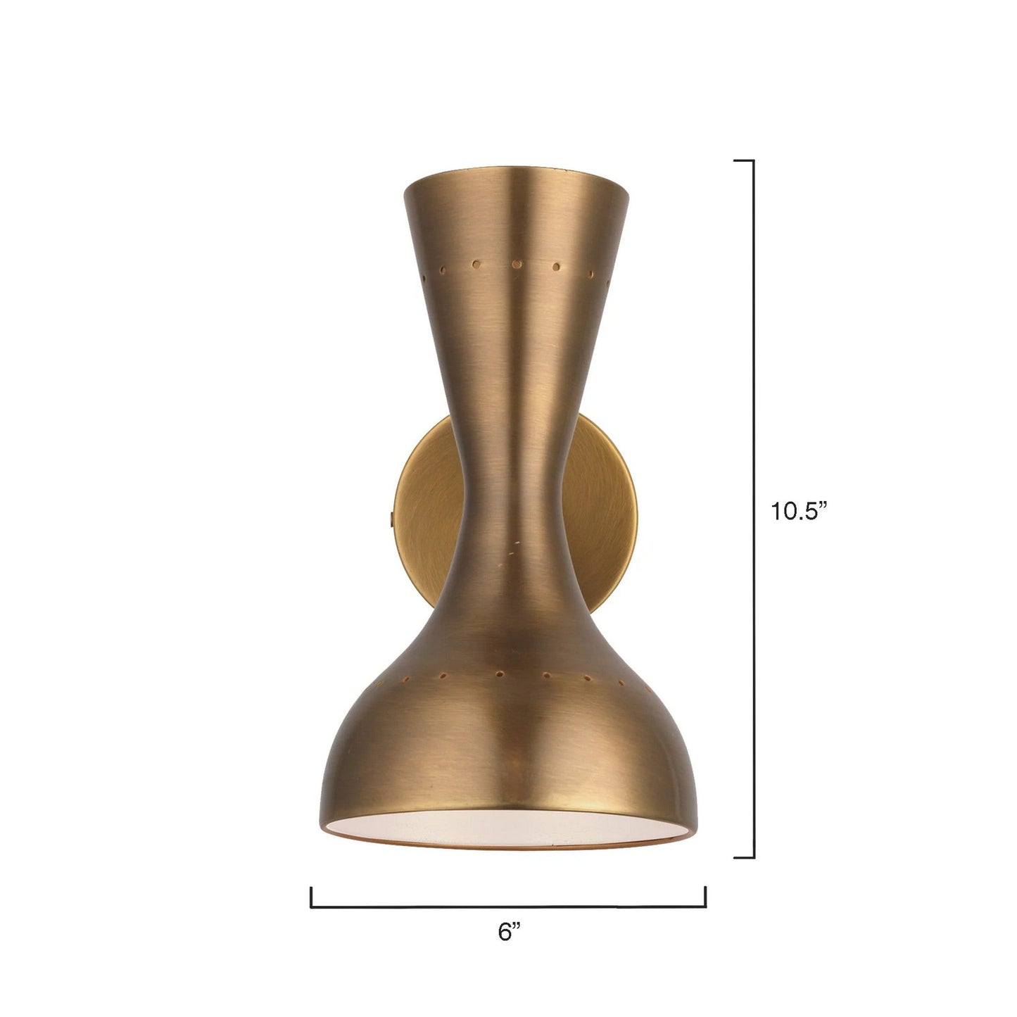 Jamie Young Pisa 6" x 11" 2-Light Antique Brass Metal Wall Sconce With Hourglass-Shaped Swivel Hood