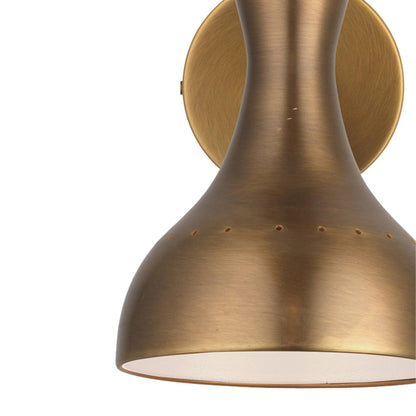 Jamie Young Pisa 6" x 11" 2-Light Antique Brass Metal Wall Sconce With Hourglass-Shaped Swivel Hood