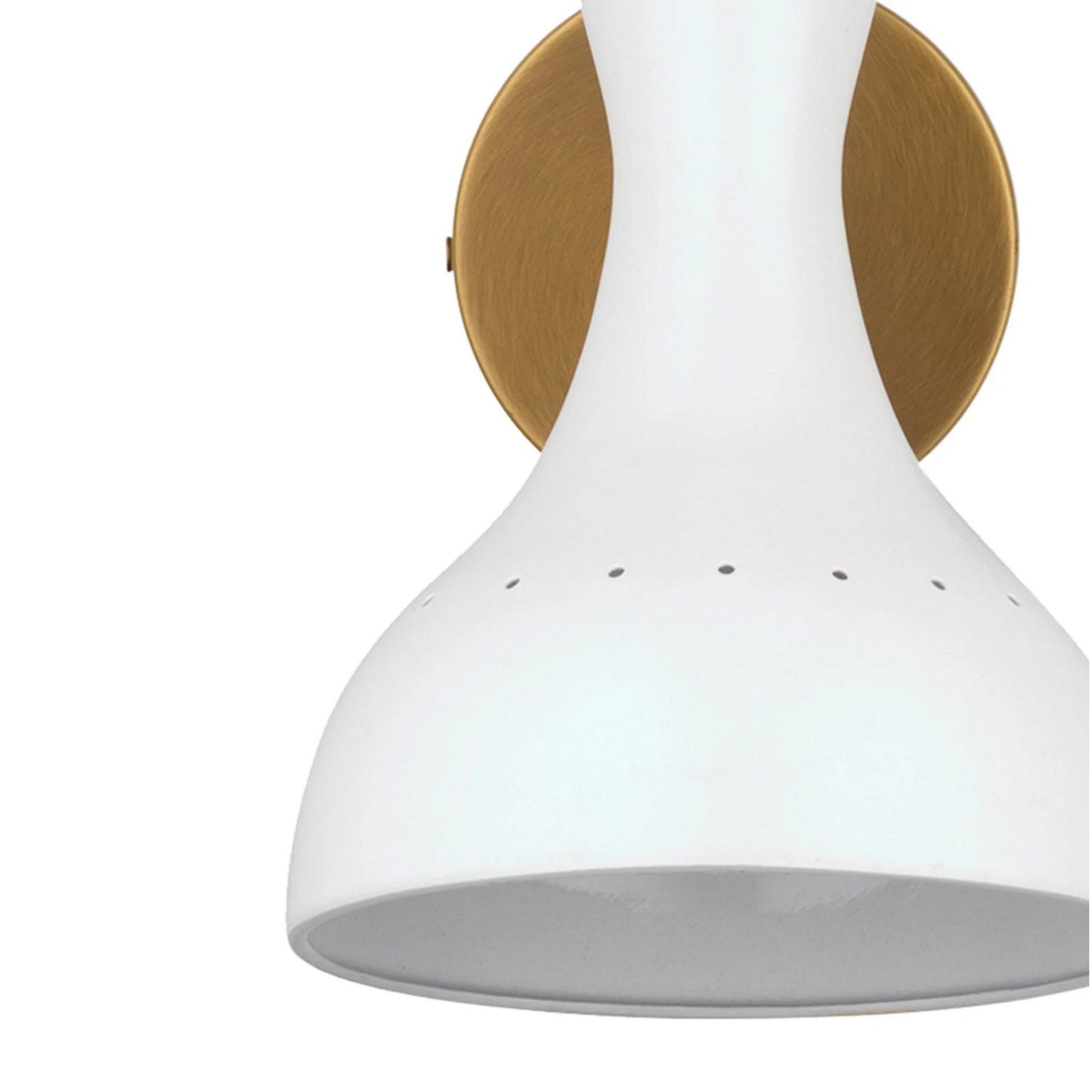 Jamie Young Pisa 6" x 11" 2-Light White and Antique Brass Metal Wall Sconce With Hourglass-Shaped Swivel Hood