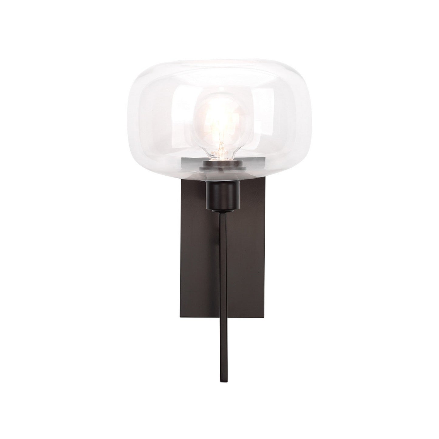 Jamie Young Scando 9" x 14 1-Light Oil Rubbed Bronze Wall Sconce With Clear Blown Glass Shade