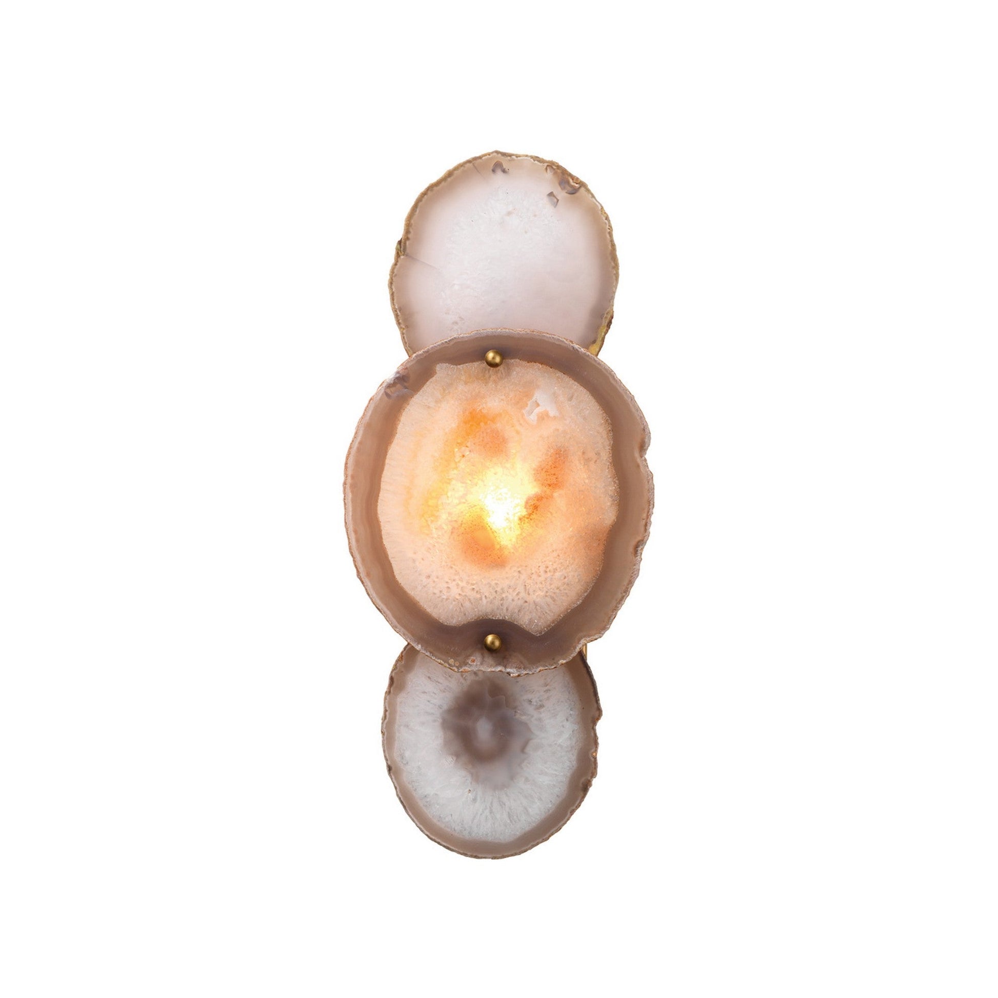 Jamie Young Trinity 7" x 17" 1-Light Antique Brass Wall Sconce With Natural Agate Stones Shade