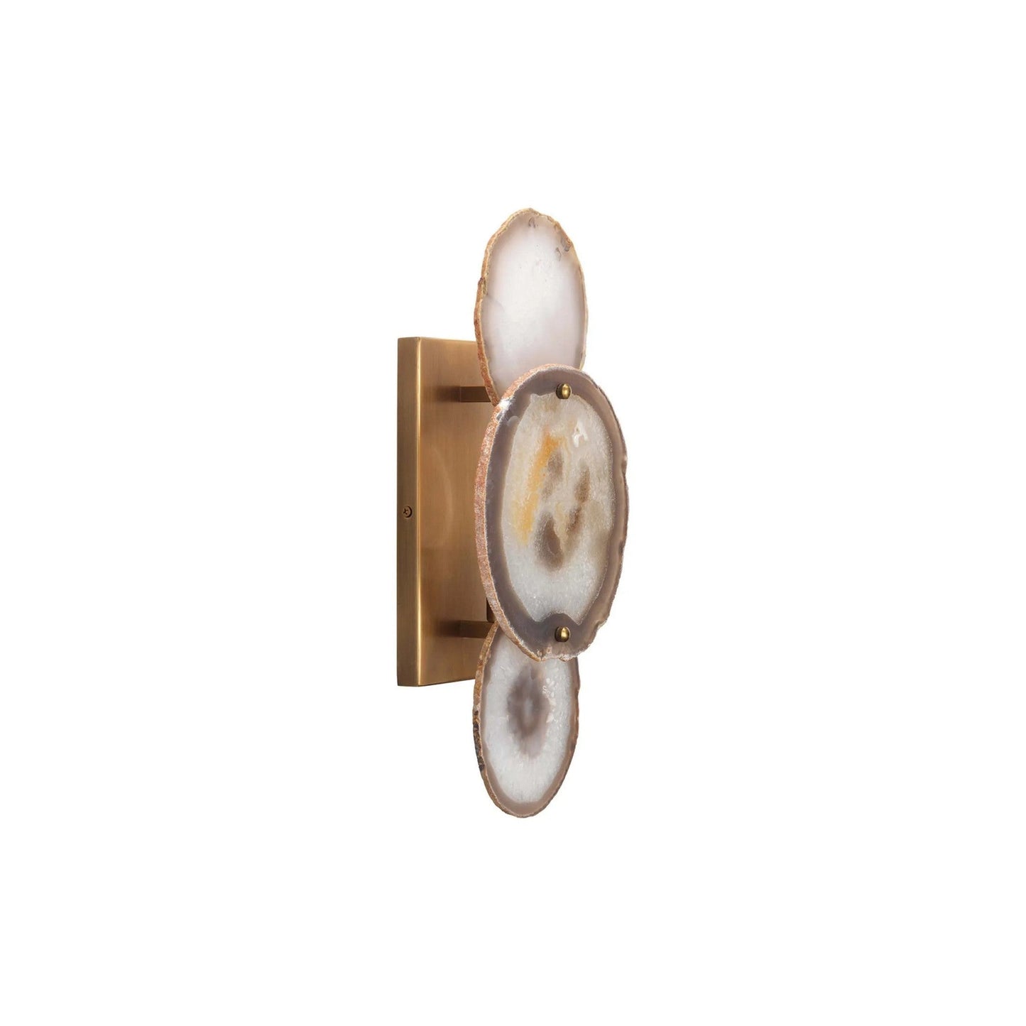 Jamie Young Trinity 7" x 17" 1-Light Antique Brass Wall Sconce With Natural Agate Stones Shade