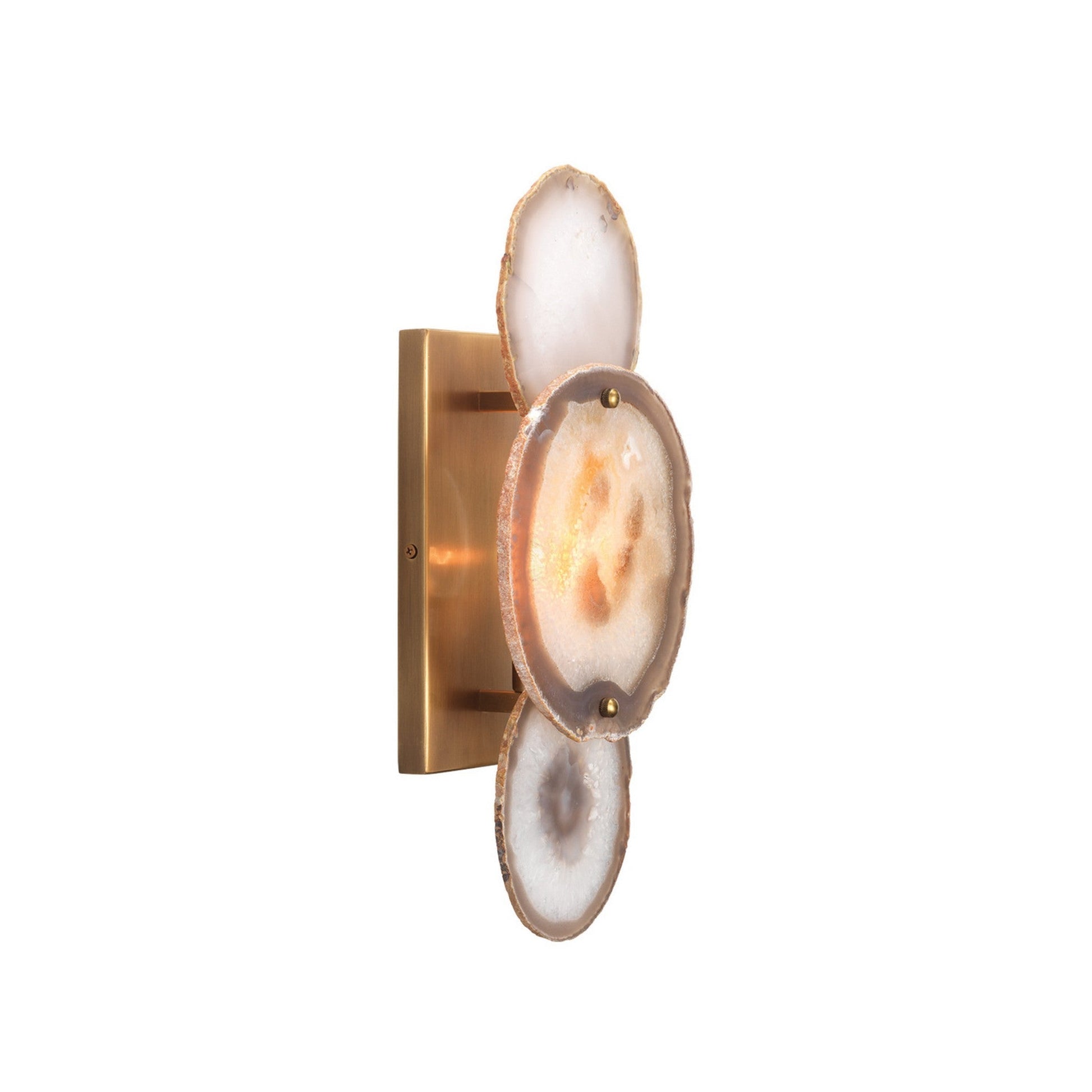 Jamie Young Trinity 7" x 17" 1-Light Antique Brass Wall Sconce With Natural Agate Stones Shade