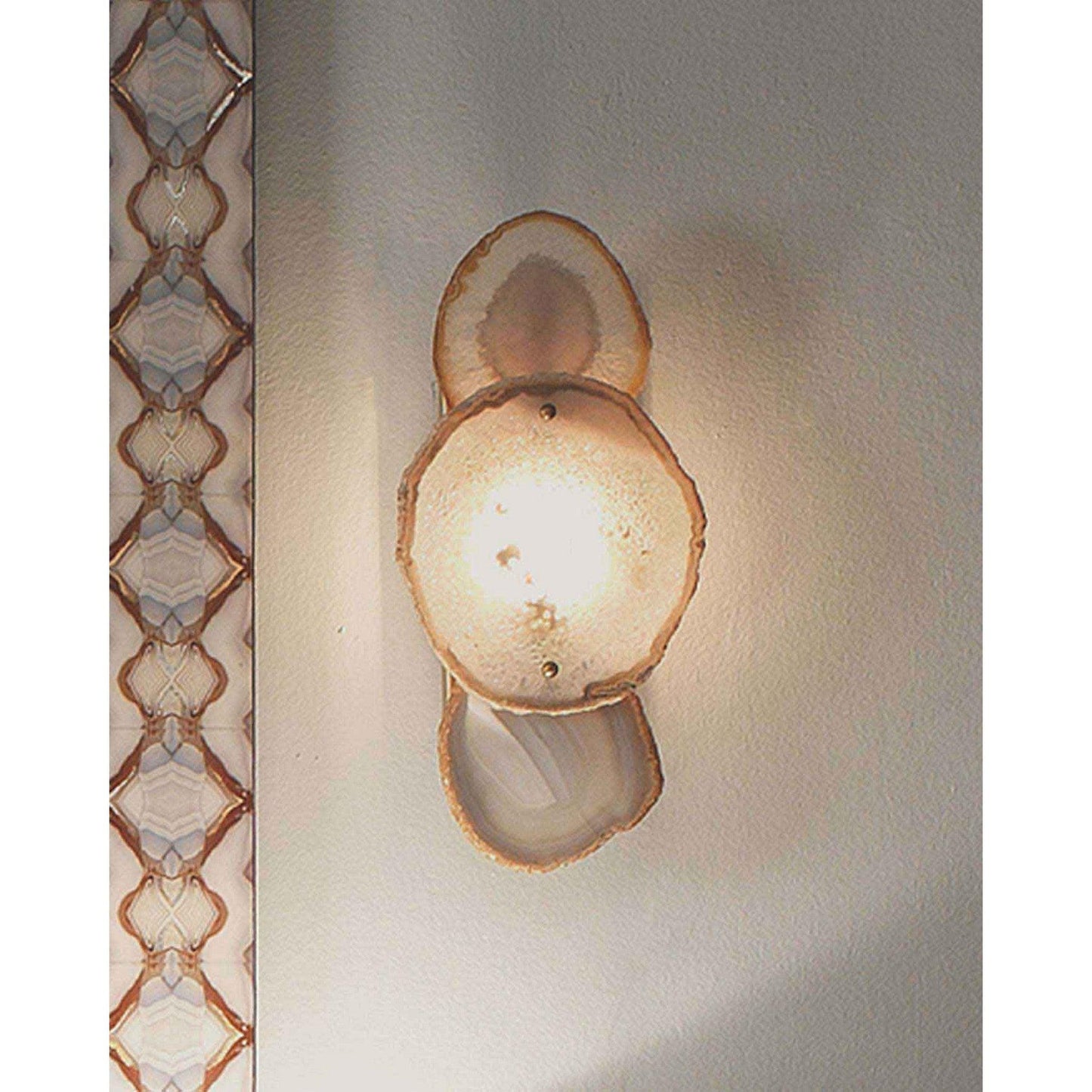 Jamie Young Trinity 7" x 17" 1-Light Antique Brass Wall Sconce With Natural Agate Stones Shade