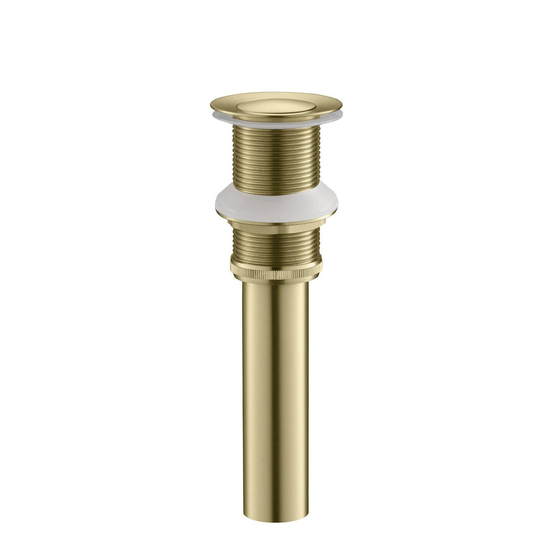 KIBI Blaze-T Single Handle Brushed Gold Solid Brass Bathroom Vessel Sink Faucet With Pop-Up Drain Stopper Small Cover Without Overflow