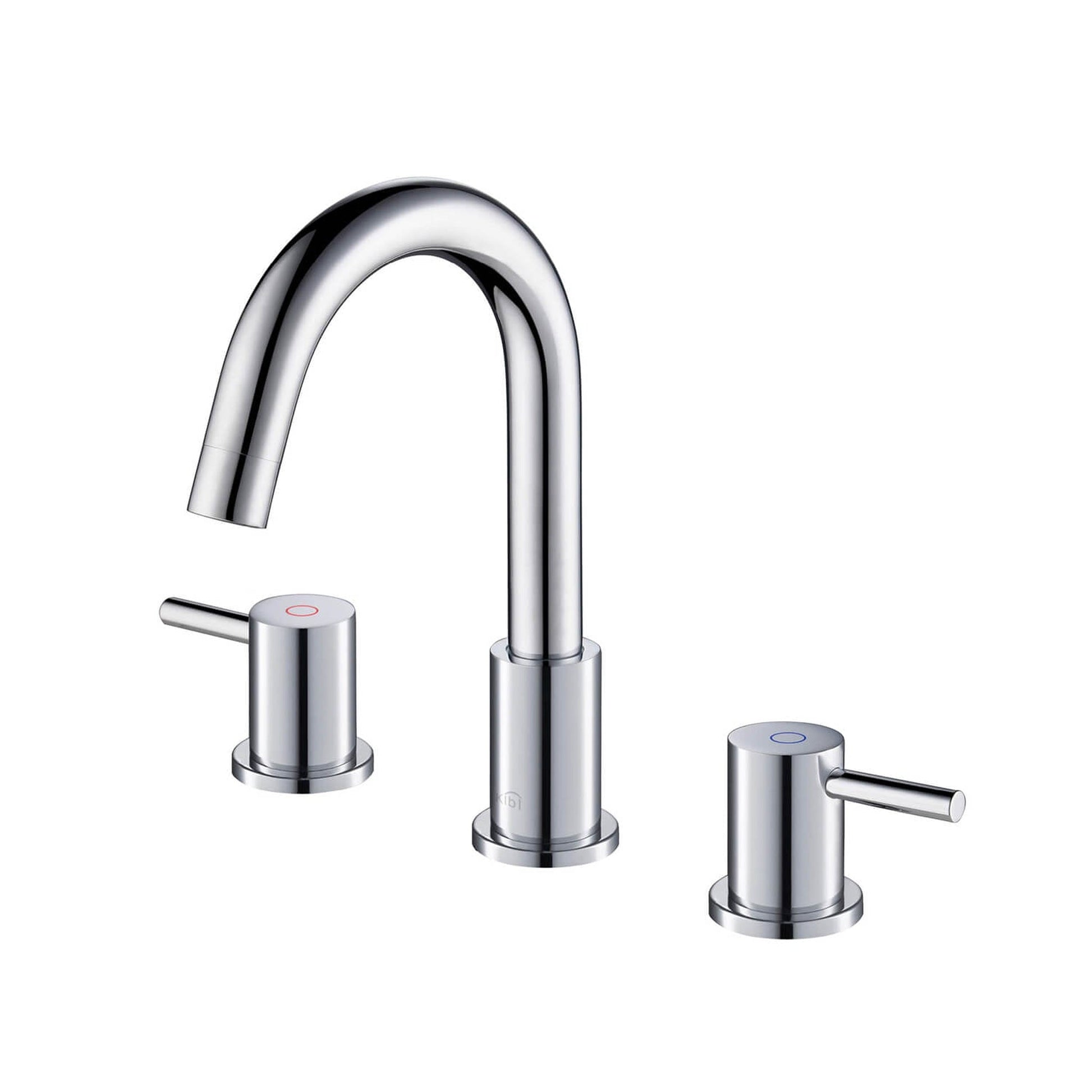 KIBI Circular 8" Widespread 2-Handle Chrome Solid Brass Bathroom Sink Faucet With Pop-Up Drain