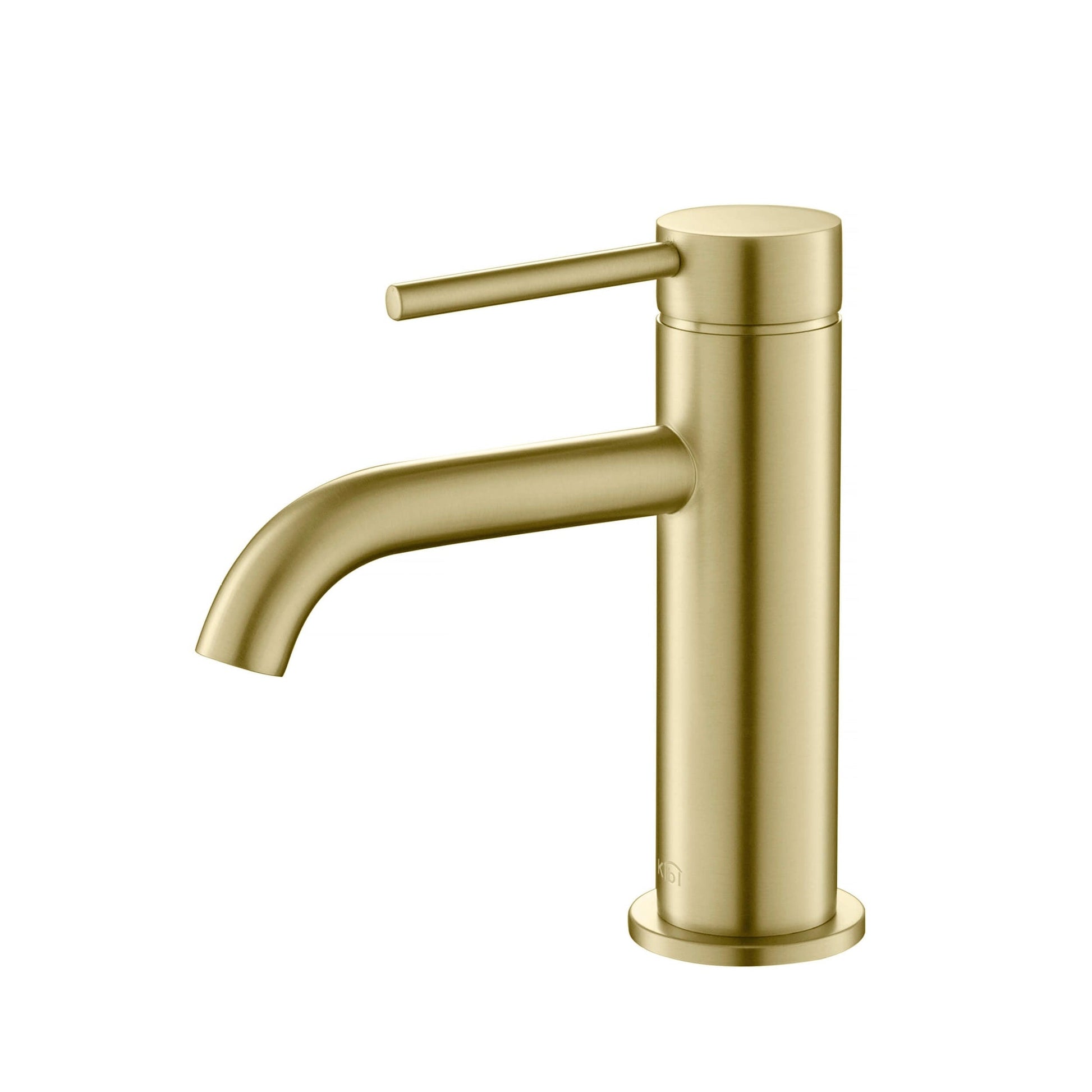 KIBI Circular Single Handle Brushed Gold Solid Brass Bathroom Sink Faucet