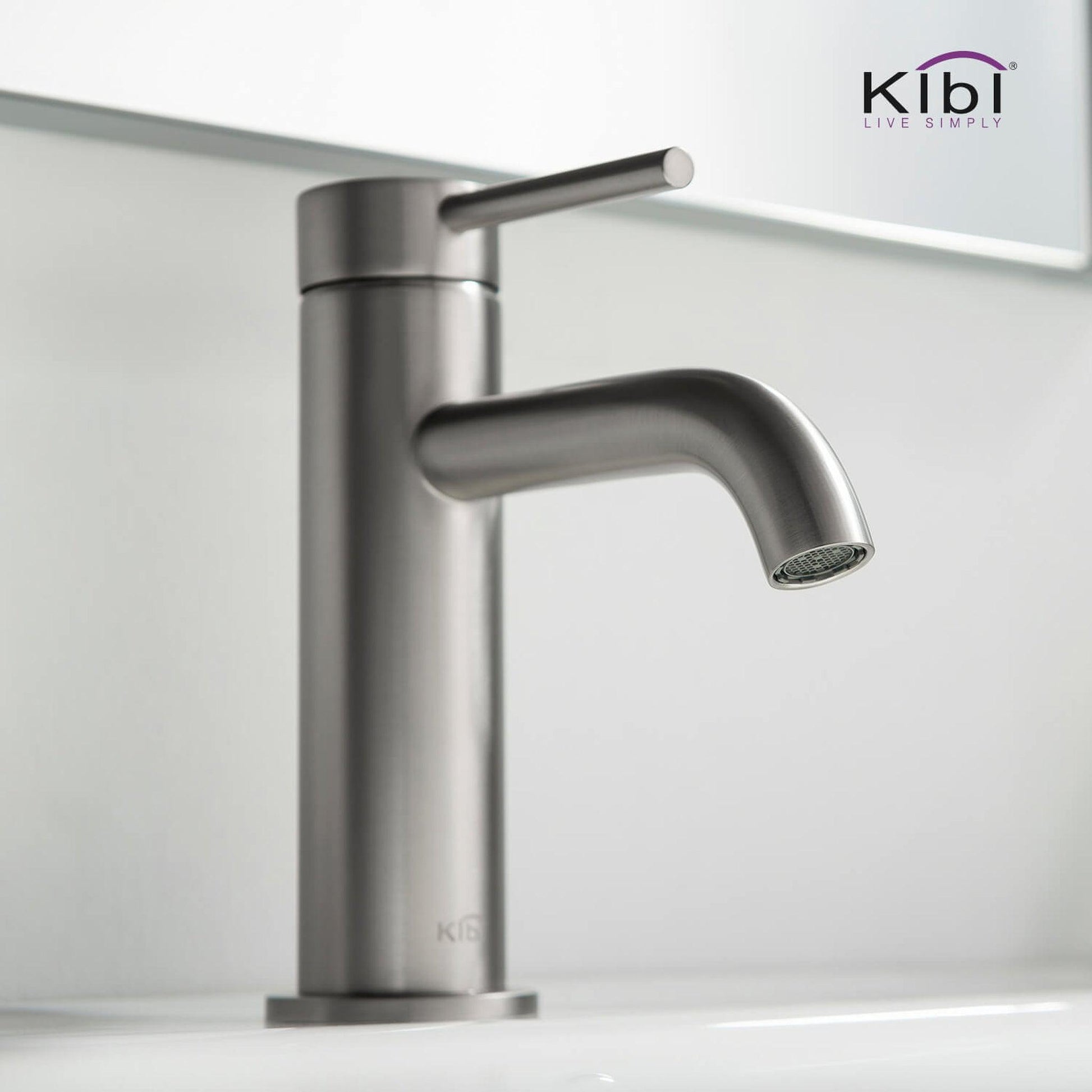 KIBI Circular Single Handle Brushed Nickel Solid Brass Bathroom Sink Faucet