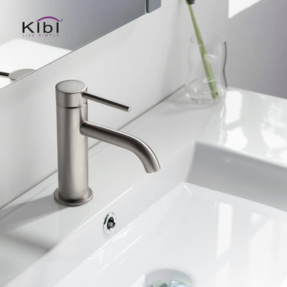 KIBI Circular Single Handle Brushed Nickel Solid Brass Bathroom Sink Faucet