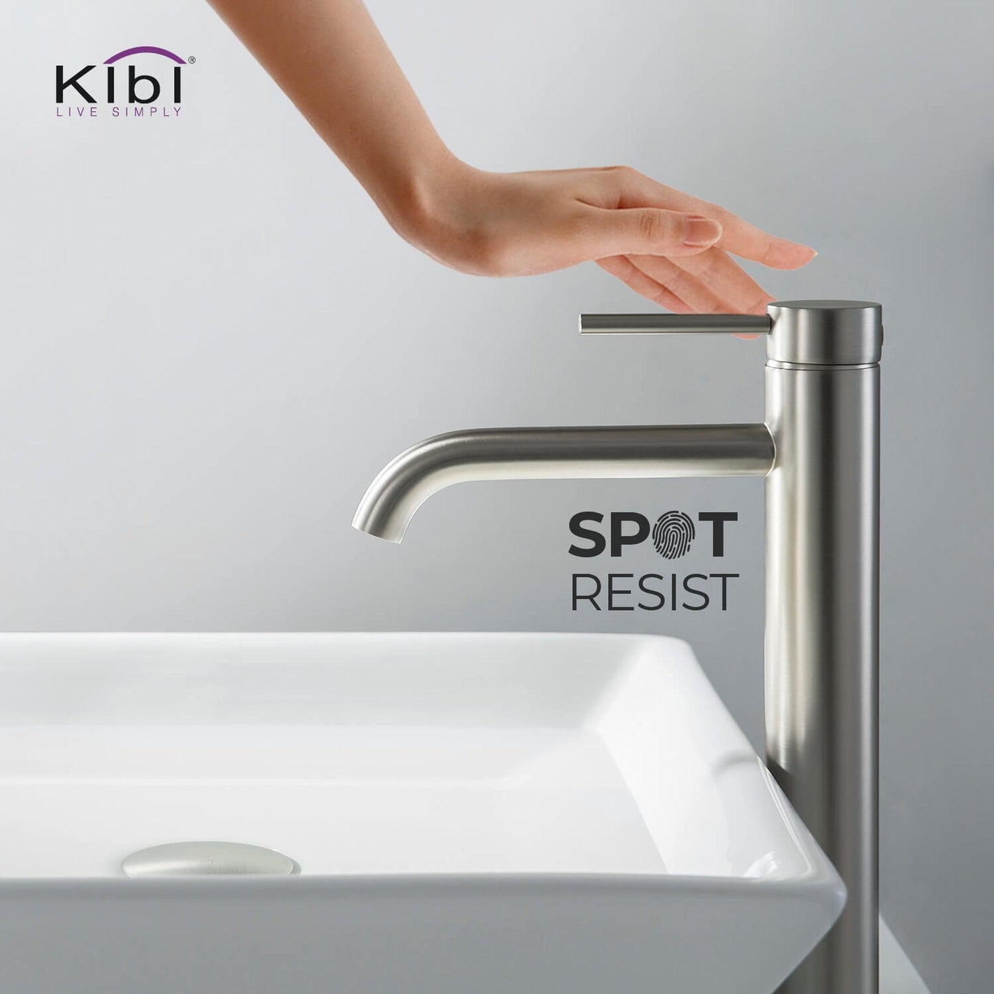 KIBI Circular Single Handle Brushed Nickel Solid Brass Bathroom Vessel Sink Faucet