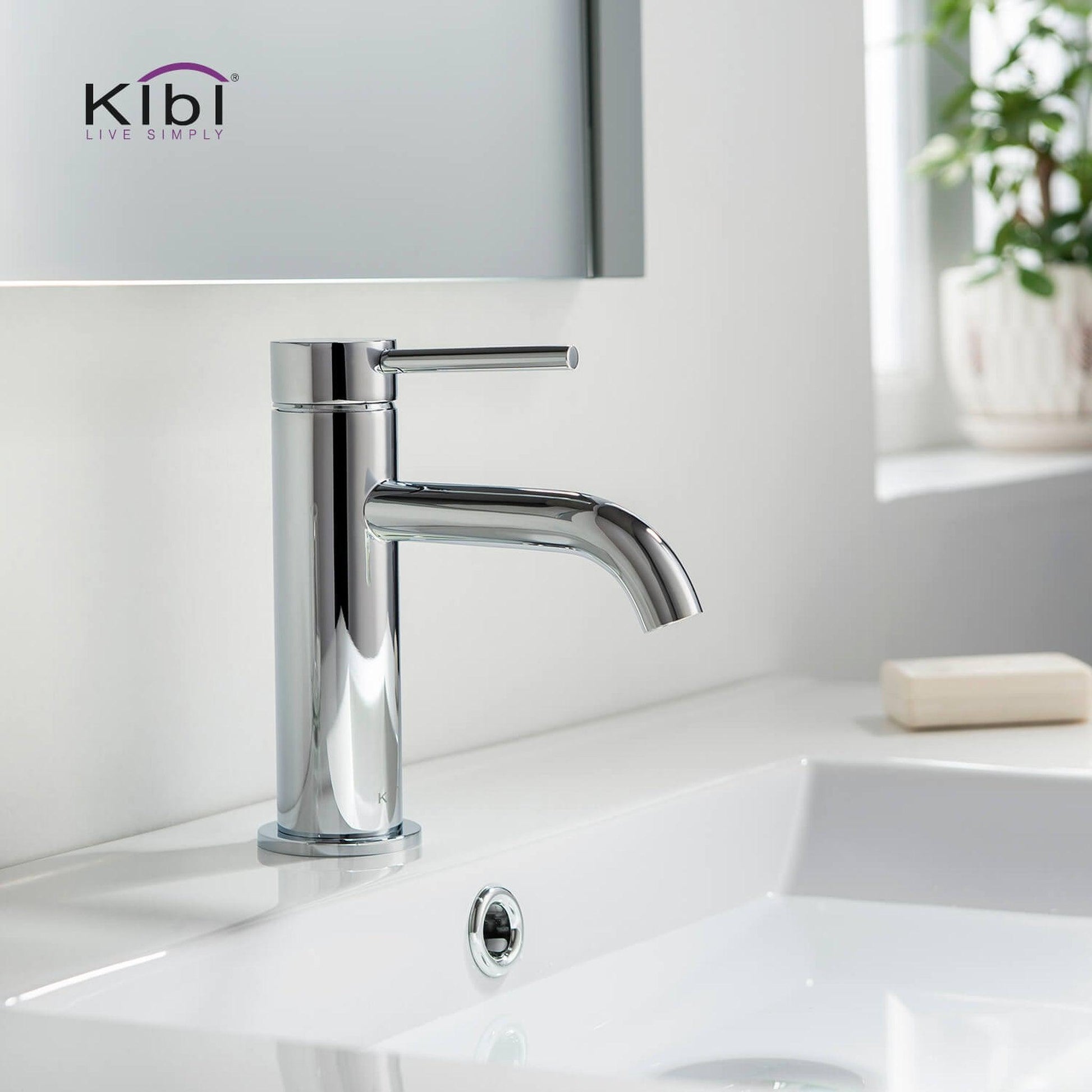 KIBI Circular Single Handle Chrome Solid Brass Bathroom Sink Faucet