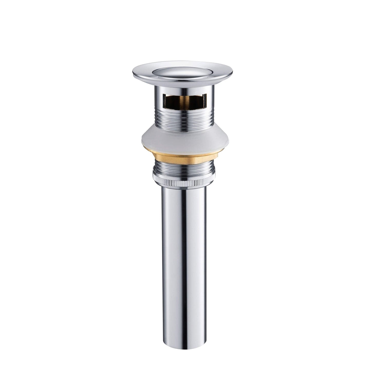 KIBI Circular Single Handle Chrome Solid Brass Bathroom Sink Faucet With Pop-Up Drain Stopper Small Cover With Overflow