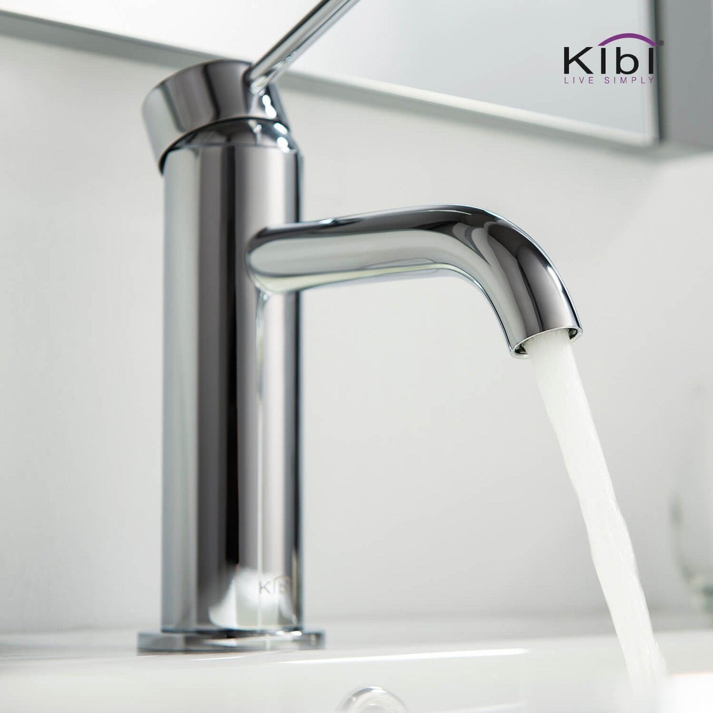 KIBI Circular Single Handle Chrome Solid Brass Bathroom Sink Faucet With Pop-Up Drain Stopper Small Cover With Overflow